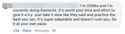 I'm 330lbs and I'm doing Elements
