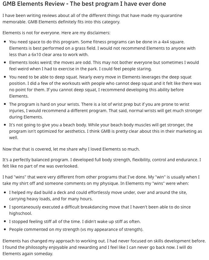 GMB Fitness Elements Review - the best program i have ever done